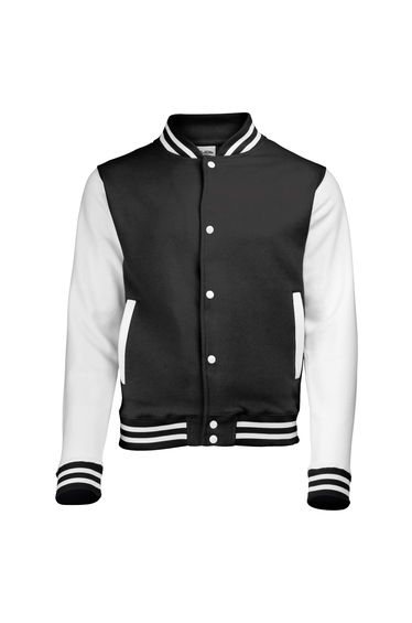Awdis Kids Unisex Varsity Jacket / Schoolwear - Jet Black/White