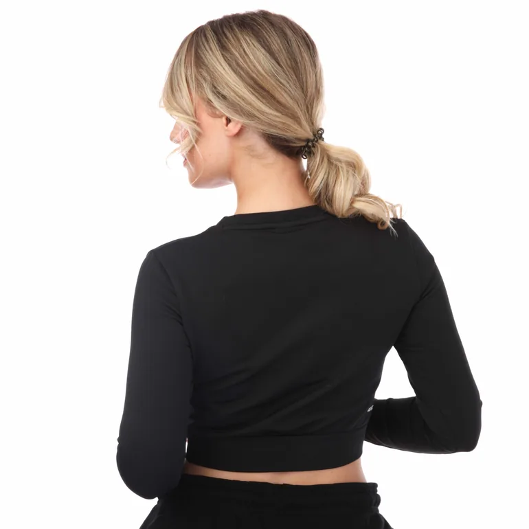 Women's adidas AEROKNIT Seamless Cropped LS Top in Black - 1