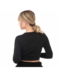 Women's adidas AEROKNIT Seamless Cropped LS Top in Black - 1