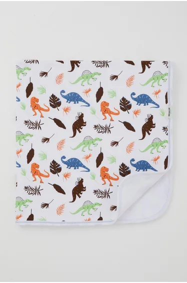 Newborn Baby Blanket Dinosaur Kingdom White (78 x 87 cm)