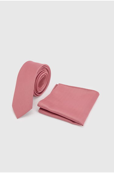 Coral Plain Tie and Pocket Square