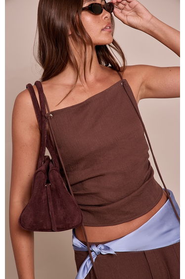 Chocolate Textured Strap Detail Top