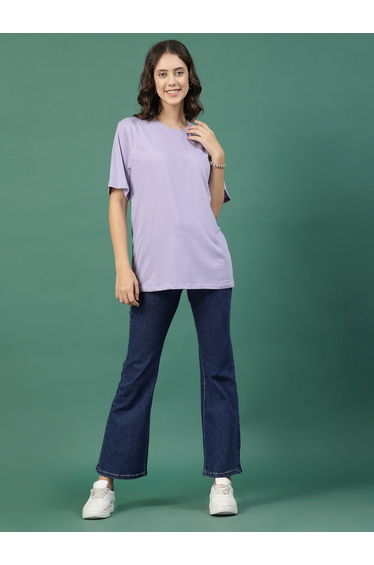 Women Light Purple Jersey Oversized T-Shirt