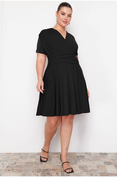 Black Sandy Knitted Plus Size Dress