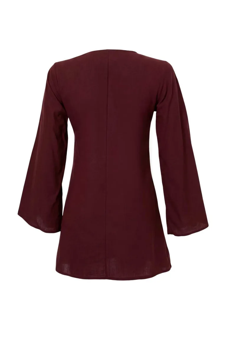 Plum Plain A-Line Extra Short / Super Mini Woven Cast Accessory 100% Cotton Dress - 6
