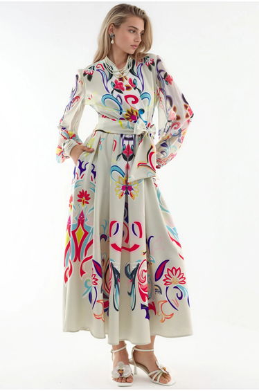 MSN Floral Print Maxi A-Line Dress