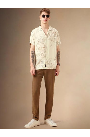 Printed Relaxed Fit Cuban Collar Shirt