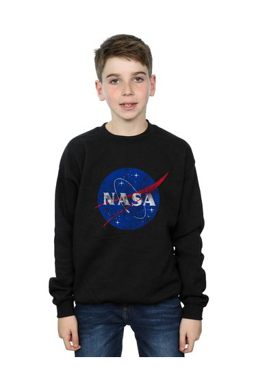 NASA Boys Classic Insignia Logo Distressed Sweatshirt - Black