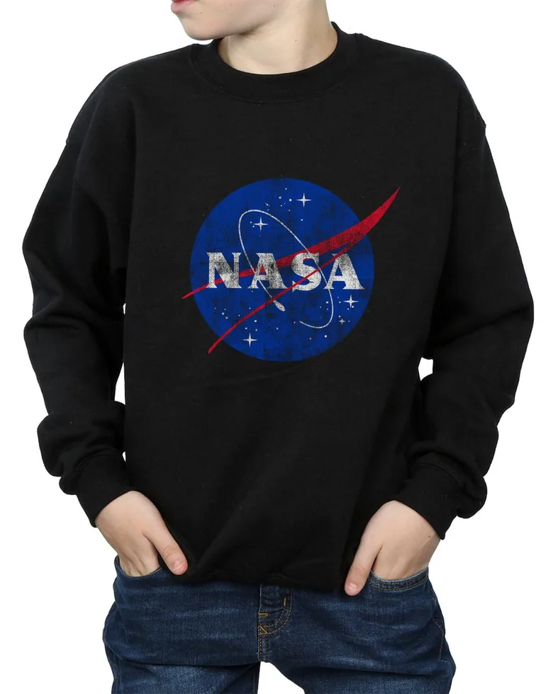 NASA Boys Classic Insignia Logo Distressed Sweatshirt - Black - 2