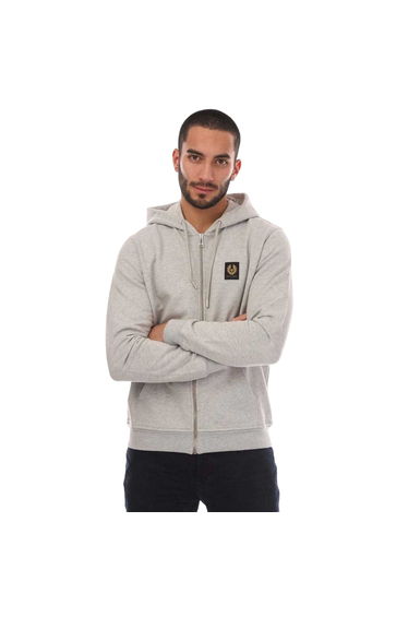 Belstaff Mens Full Zip Hoodie - Silver
