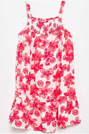 All-over print dress with thin straps WHITE