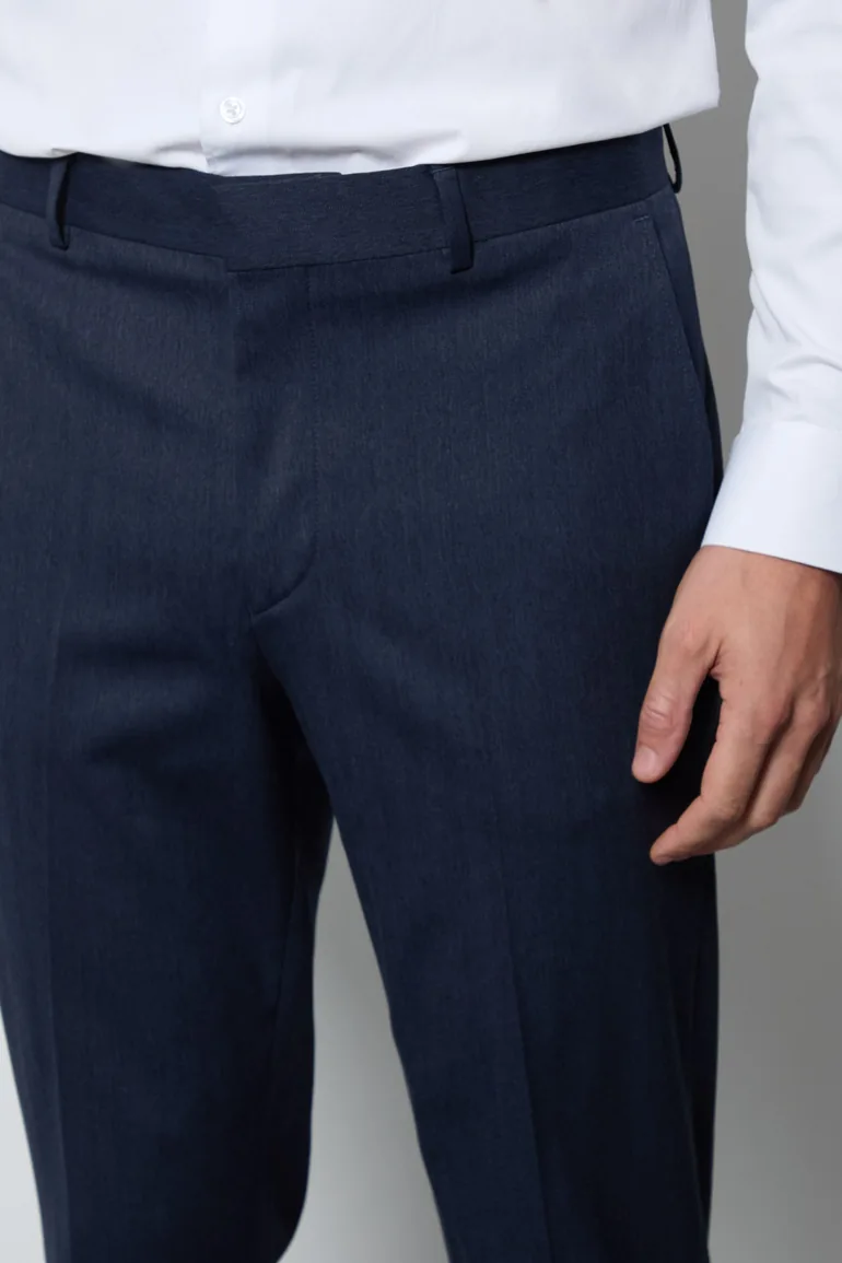Dark Navy Herringbone Slim Fit Suit Trouser - 3