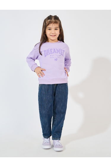 Slogan Print Sweatshirt with Dropped Shoulder