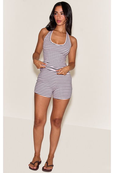 Petite Pink Striped Mini Shorts