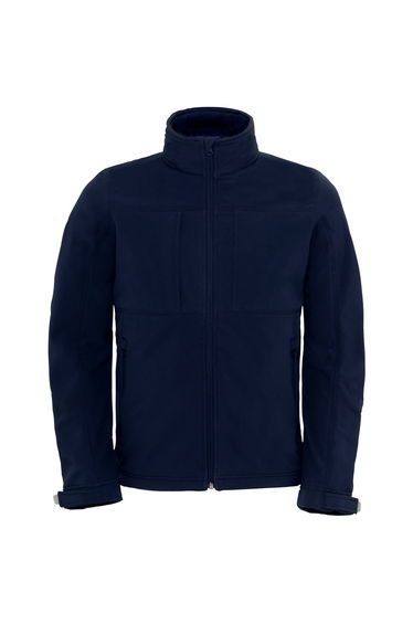 B&C Mens Hooded Softshell Breathable, Waterproof & Windproof Jacket (Fleece Lining) - Navy Blue