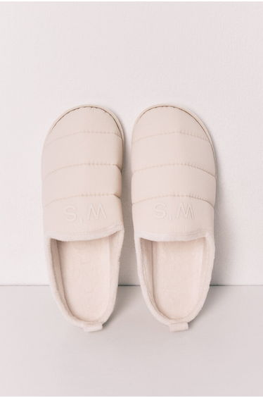 White puffer slippers