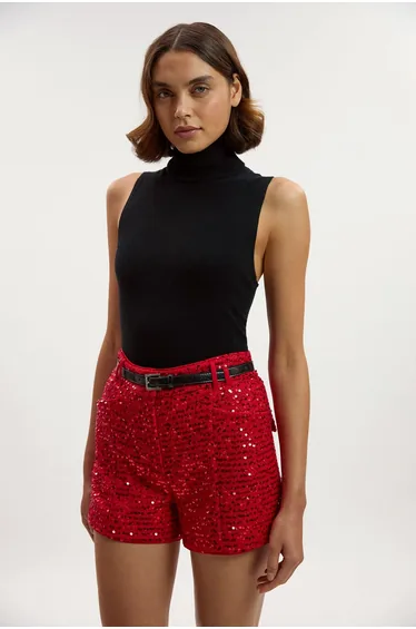 Sequin Tweed Tailored Shorts