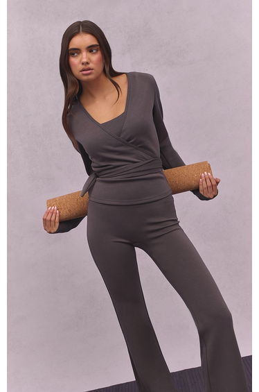 Charcoal Super Soft Wrap Top