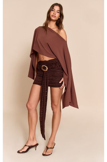 Chocolate Extreme Ruffle Mini Skirt