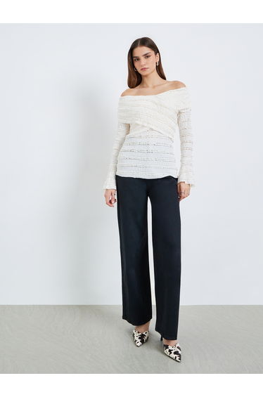 Off-Shoulder Textured Blouse