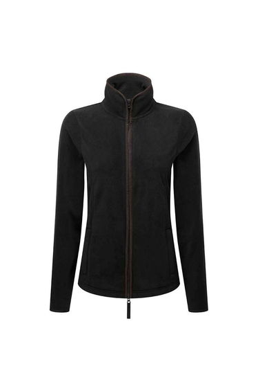Premier Womens/Ladies Artisan Contrast Trim Fleece Jacket - Black/Brown