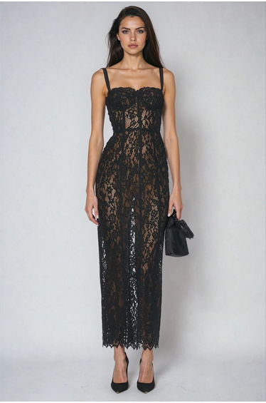 Dumisani Lace Maxi Dress In Black