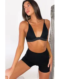 Black Ribbed Plunge Bralet