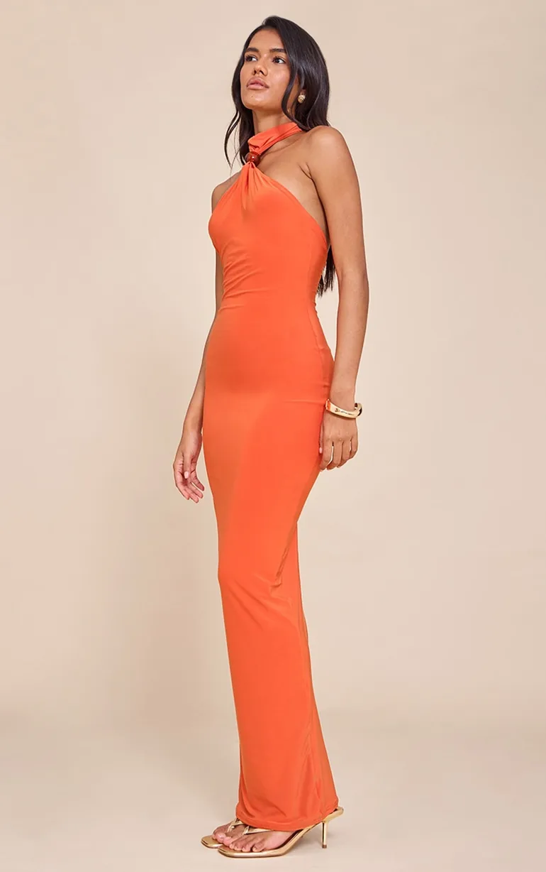 orange bridal dress Sexy Burnt Orange Mermaid Off Shoulder Maxi Long Wedding Guest Bridesm –  SposaDresses