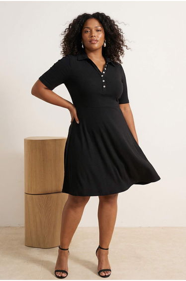 Navy Blue Camisole Knitted Plus Size Dress