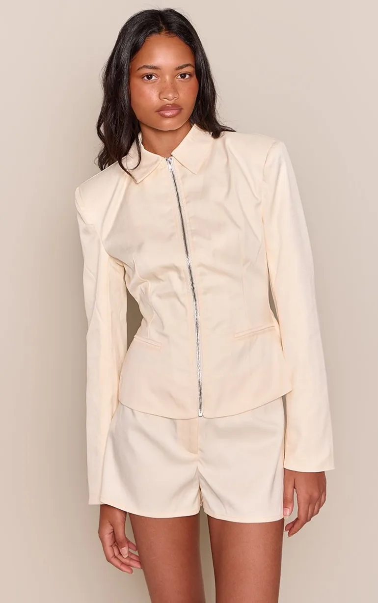 Cream Tailored Hot Pants - 3