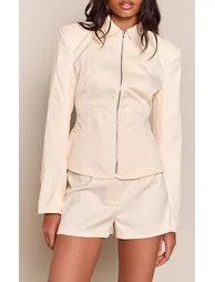 Cream Tailored Hot Pants - 1