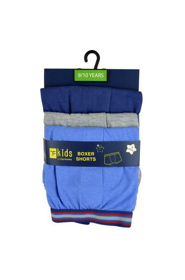 Tom Franks Boys T-Kids Boxer Shorts (Pack Of 3) - Navy/Grey/Blue