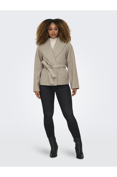 Brown wool coat with belt
