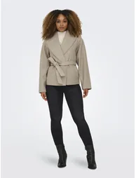 Brown wool coat with belt