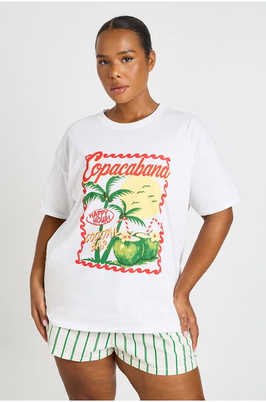 Plus Copacabana Printed T Shirt - white