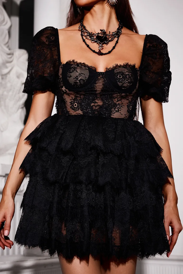 Sierra Lace Ruffled Mini Dress - 4