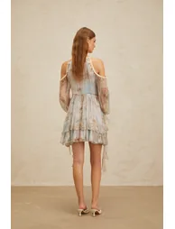 Glannon Blue Floral Print Silk Mini Dress - 2