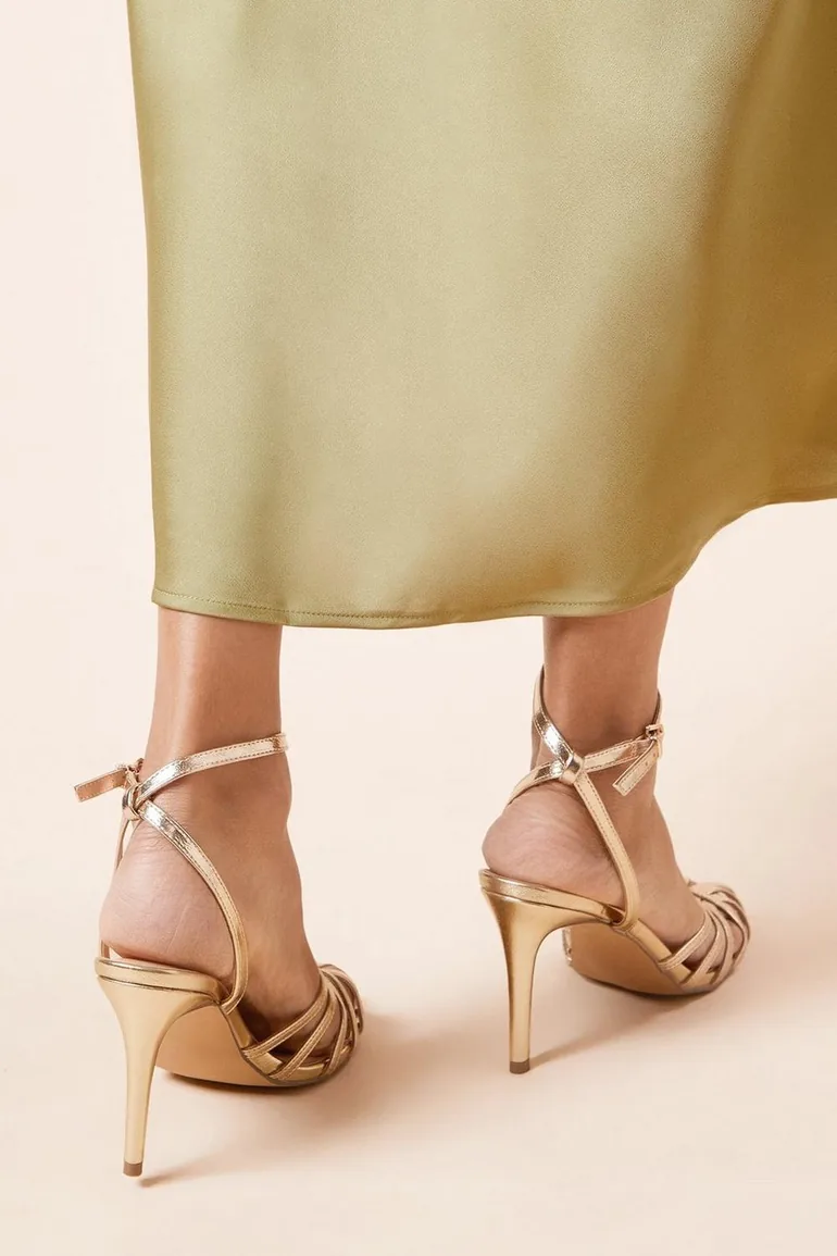 Davey Faux Leather Caged Front High Heel Stiletto Court Shoes - 2