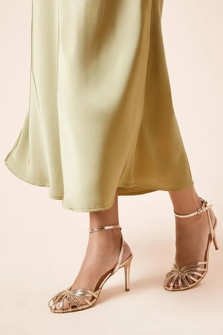 Davey Faux Leather Caged Front High Heel Stiletto Court Shoes - 1