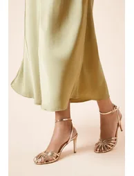 Davey Faux Leather Caged Front High Heel Stiletto Court Shoes - 1