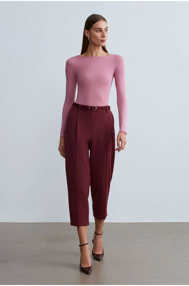 DILVIN Slim Fit Boat Neck Long Sleeve Knit Blouse