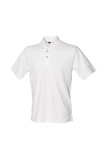 Henbury Mens Classic Cotton Pique Heavy Polo Shirt - White