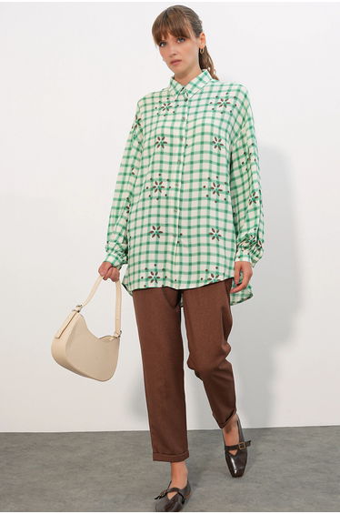 BDART Oversized Plaid Crepe Shirt