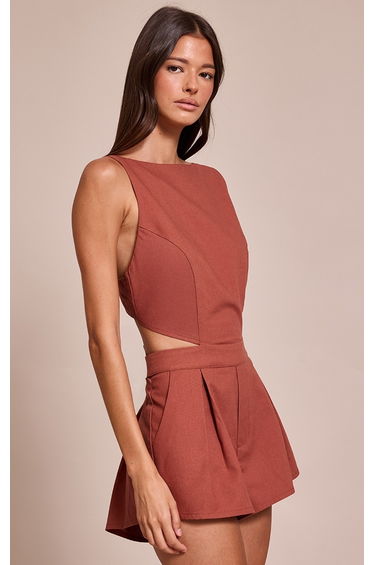 Burnt Orange Cut Out Playsuit