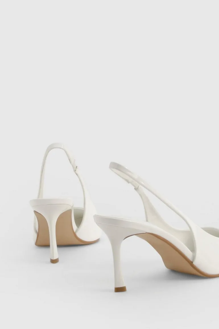 Wide Fit Slingback Court Shoe - white - 2