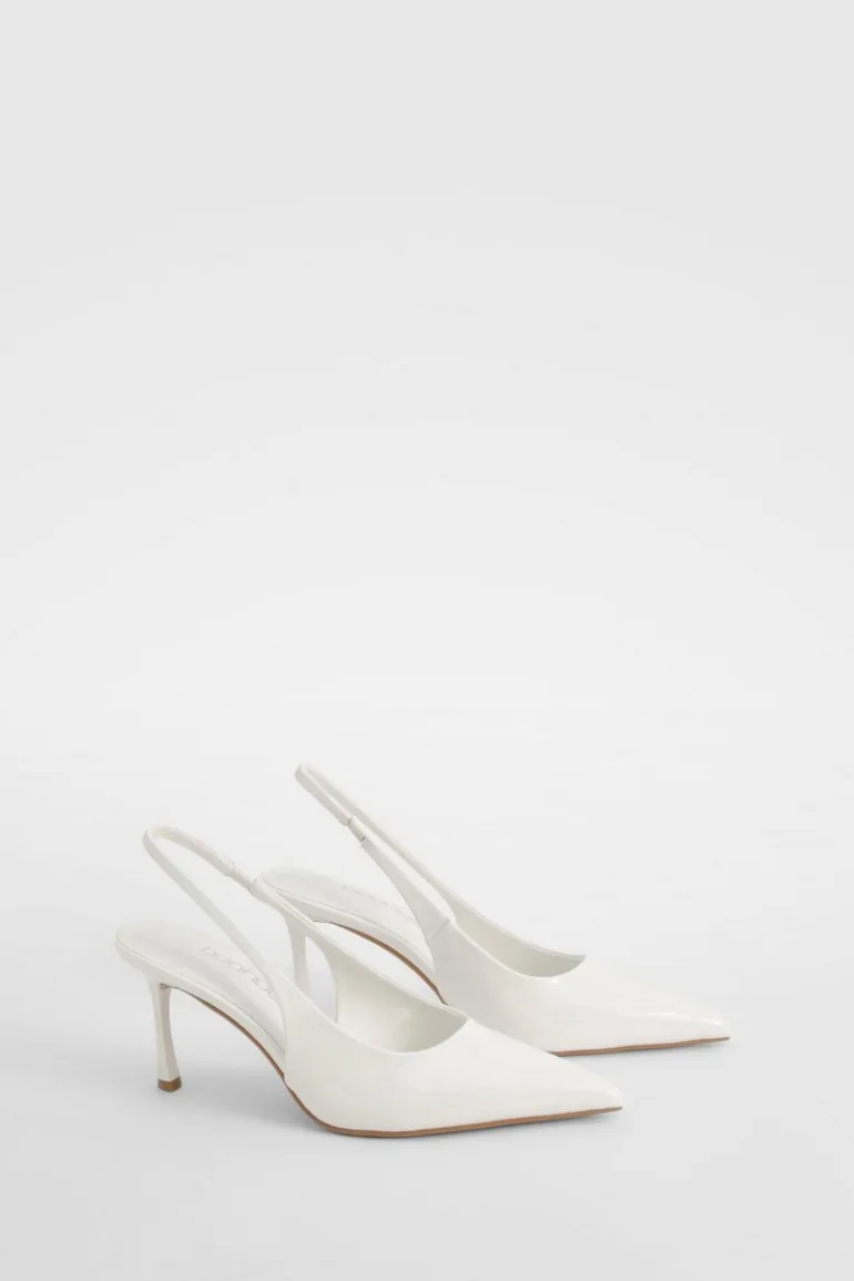 Wide Fit Slingback Court Shoe - white