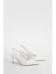 Wide Fit Slingback Court Shoe - white