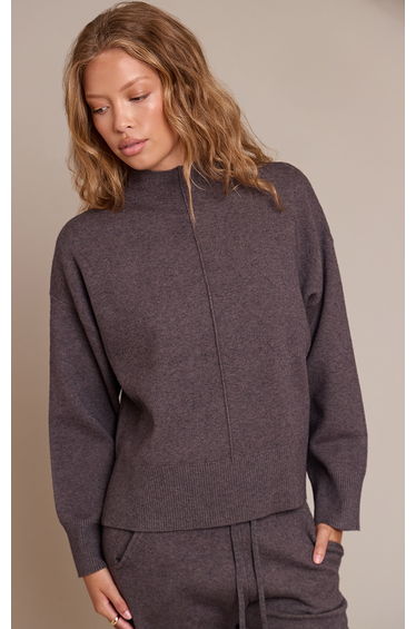 Charcoal Seam Detail Oversized Knitted Jumper