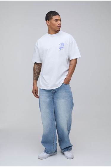 Oversized Floral Print T-Shirt - white