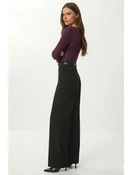 ISTANBUL High Waist Wide Leg Trousers with Belt - 1
